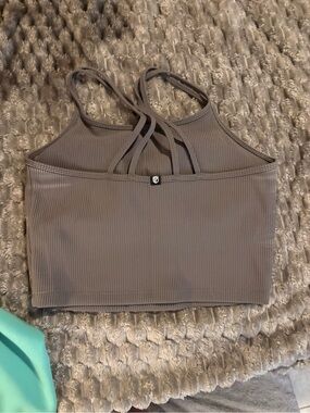 Born Primitive Ribbed Strappy Crop Top - Taupe